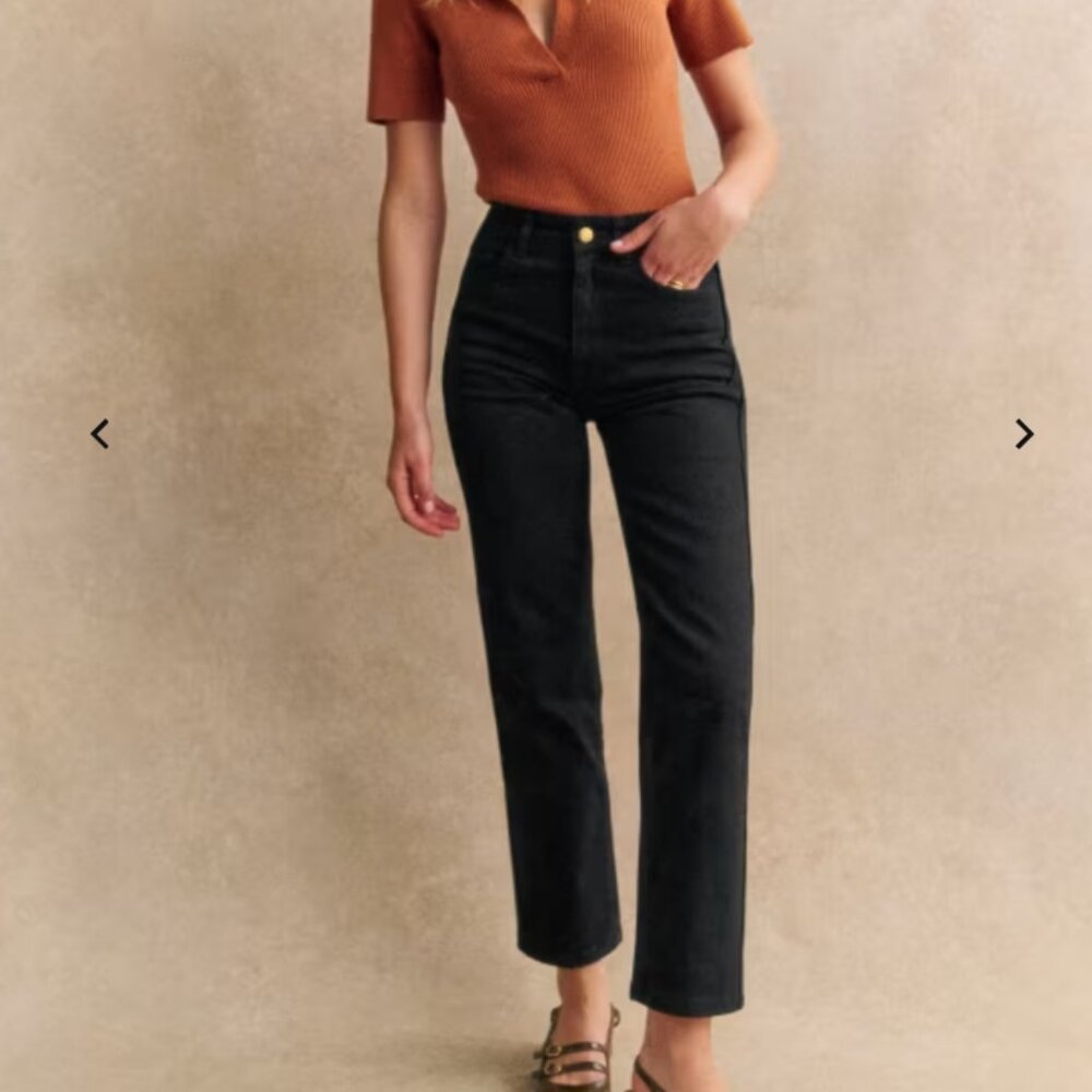 Sezane L'iconique Droit Trousers in Black, Size 26